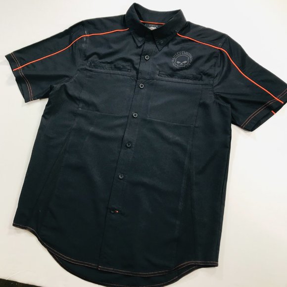 Harley Davidson Vented Performance Willie G Skull Black Shirt Men's Size Medium - Picture 7 of 8
